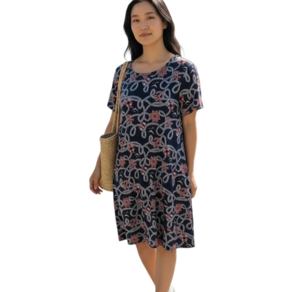 LULAROE Carly Blue Anchor Short Sleeve Dress Sz.XS EUC.